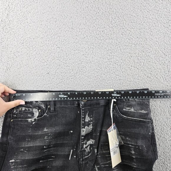 mnml Jeans Men 36 Black X143 Stretch Denim Distressed Slim Fit Pants Punk Skater - Picture 6 of 16